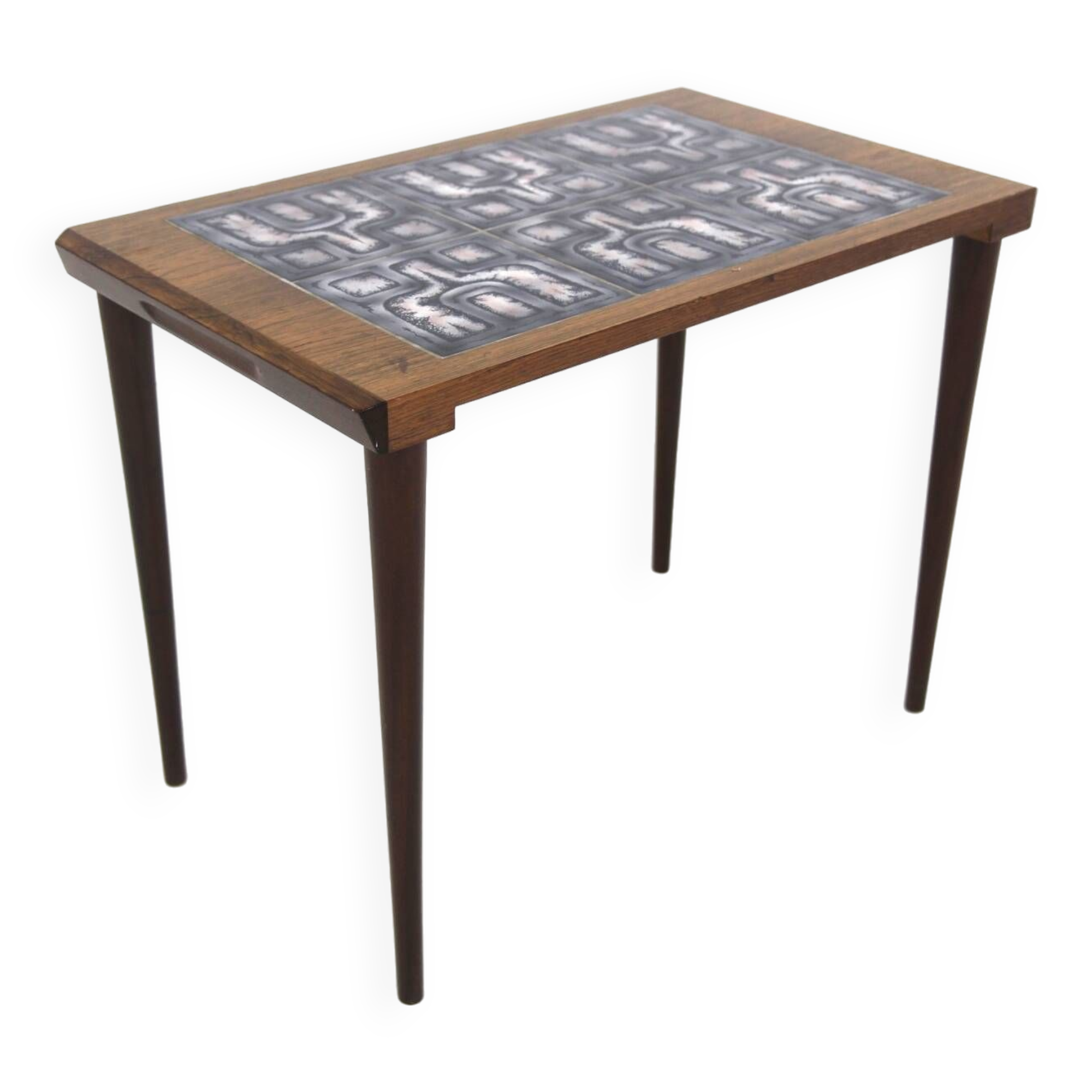 Rosewood and ceramic side table, Denmark, 1960s