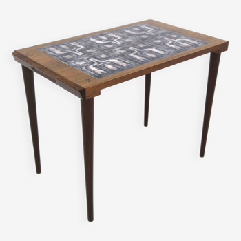 Rosewood and ceramic side table, Denmark, 1960s