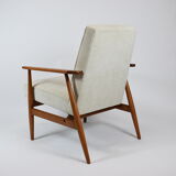 Vintage original armchair "Fox" designed by H. Lis 1970s, beige fabric, fully renovated