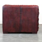 Beautiful red cowhide sleekly designed Chesterfield 2-seater sofa