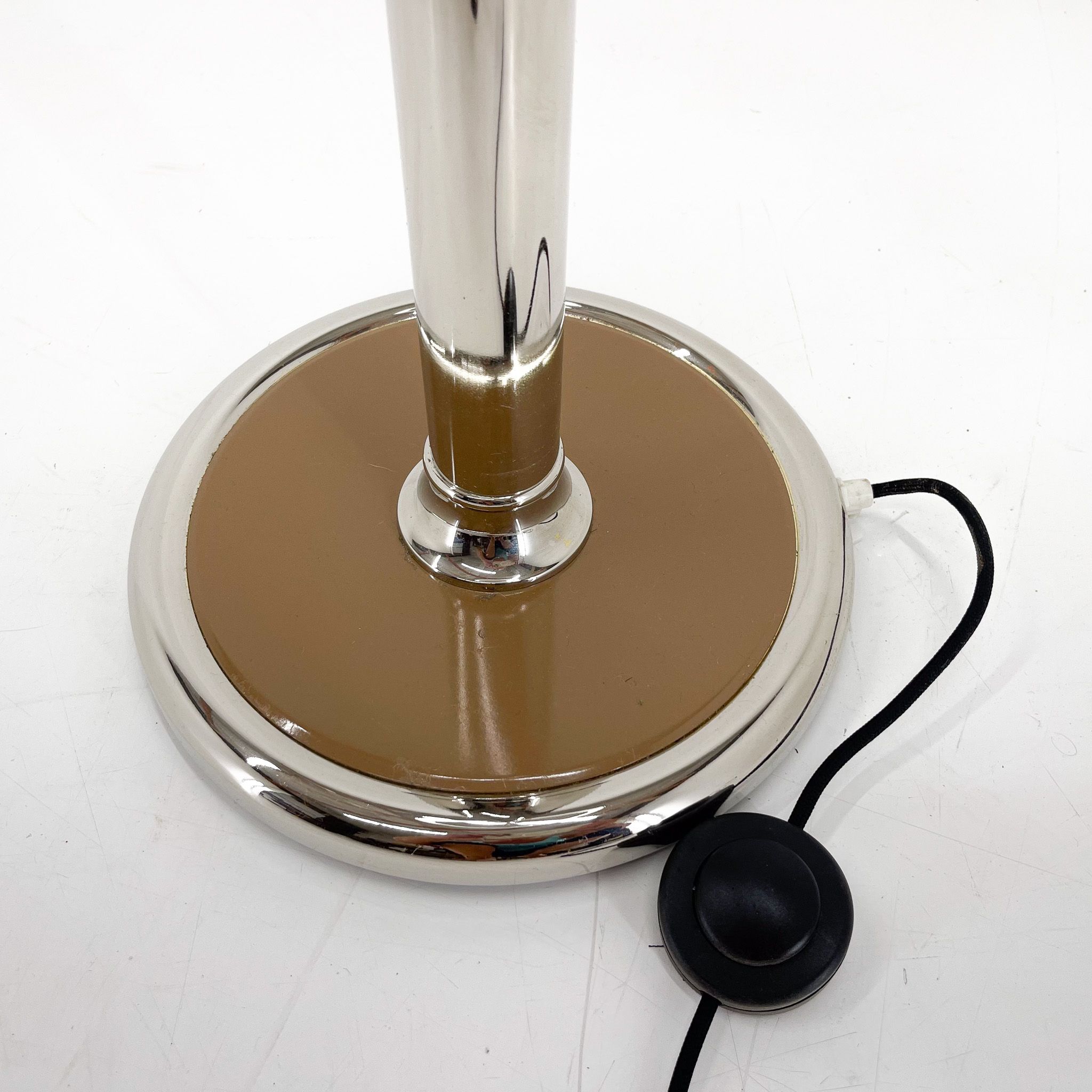 1950s Chrome & Wood Floor Lamp, Czechoslovakia, Restored