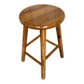 Vintage solid pine wood chalet stool