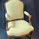 Large Queen-style back armchair in solid cherry wood, Louis XV style