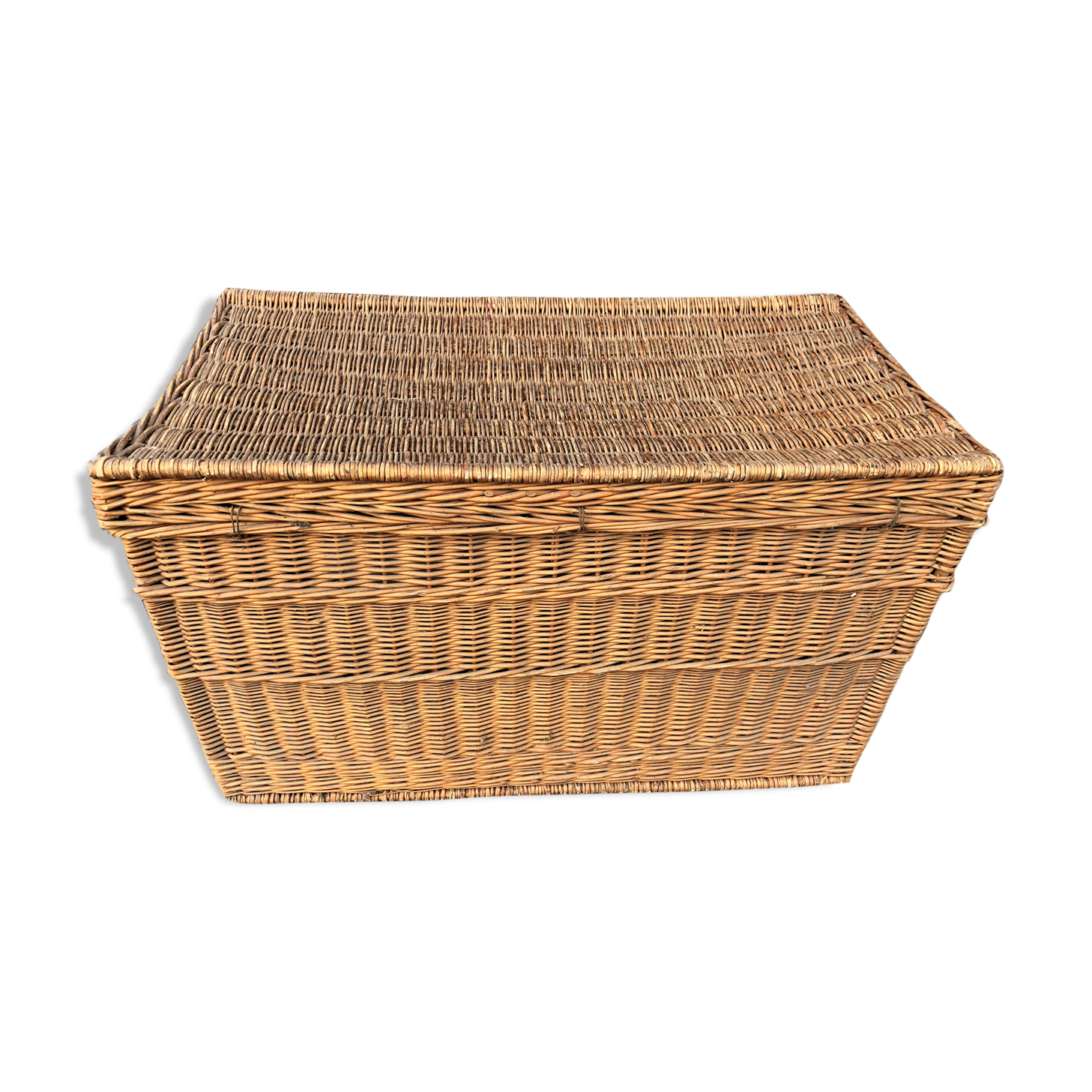 Old braided wicker trunk