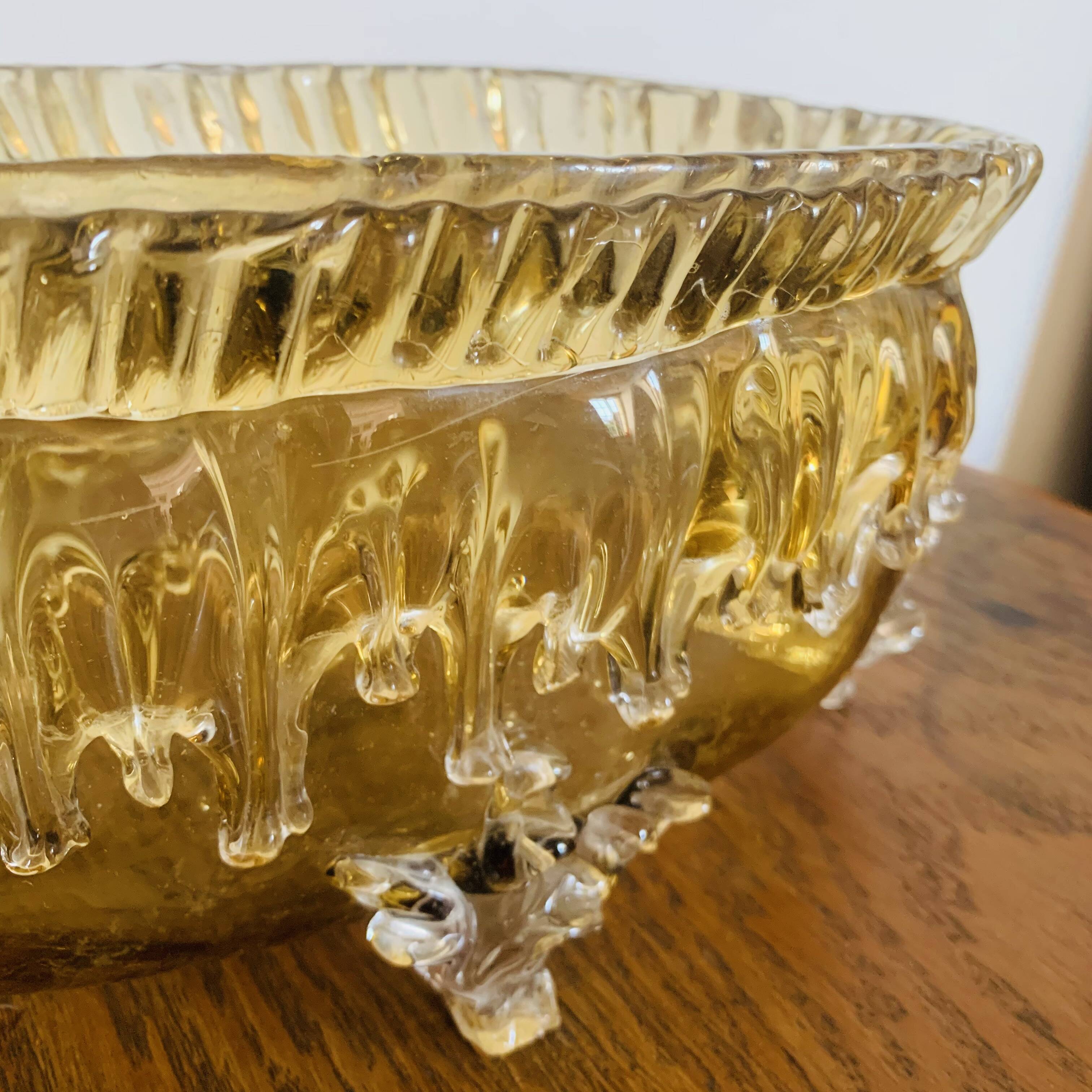 Grande coupe vintage en verre ambré