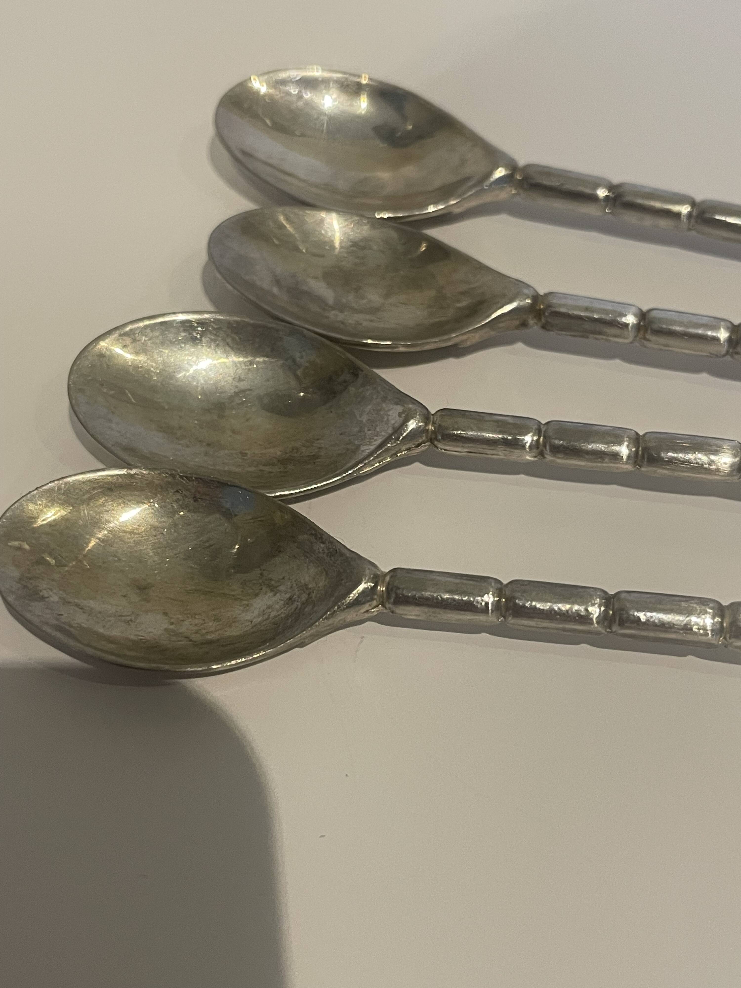 4 silver-plated metal fruit mocha teaspoons