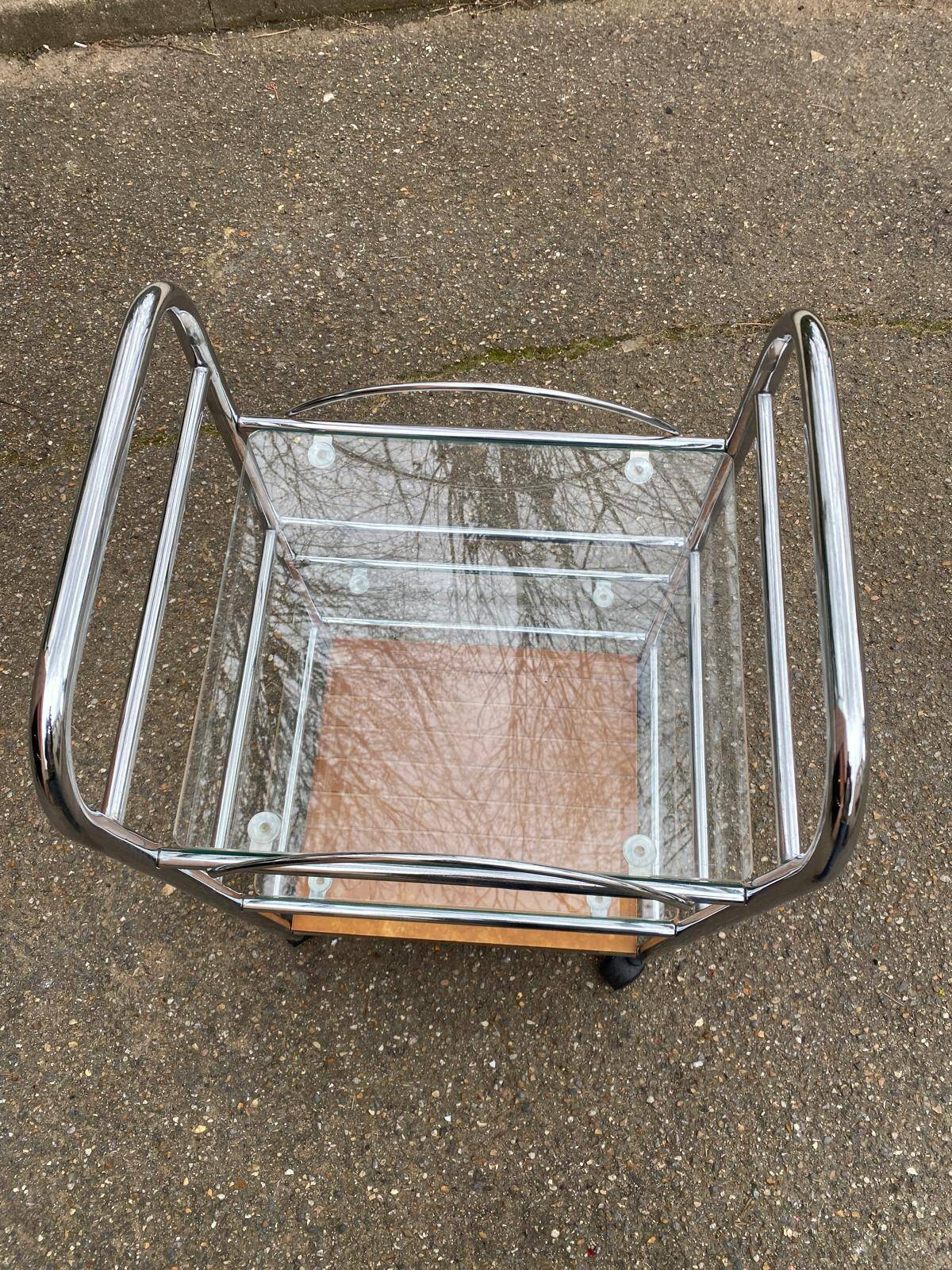 Desserte vintage Allibert acier et verre