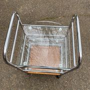 Vintage Allibert dessert table in steel and glass.