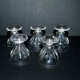 Set of 5 talleyrand liqueur glasses in baccarat crystal 6cm flat ribs harcourt