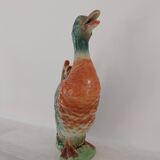 Water jug in slipware from the 1960s. Decorated with a coloured duck. Unmarked.