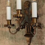 Pair of gold metal flower wall lights