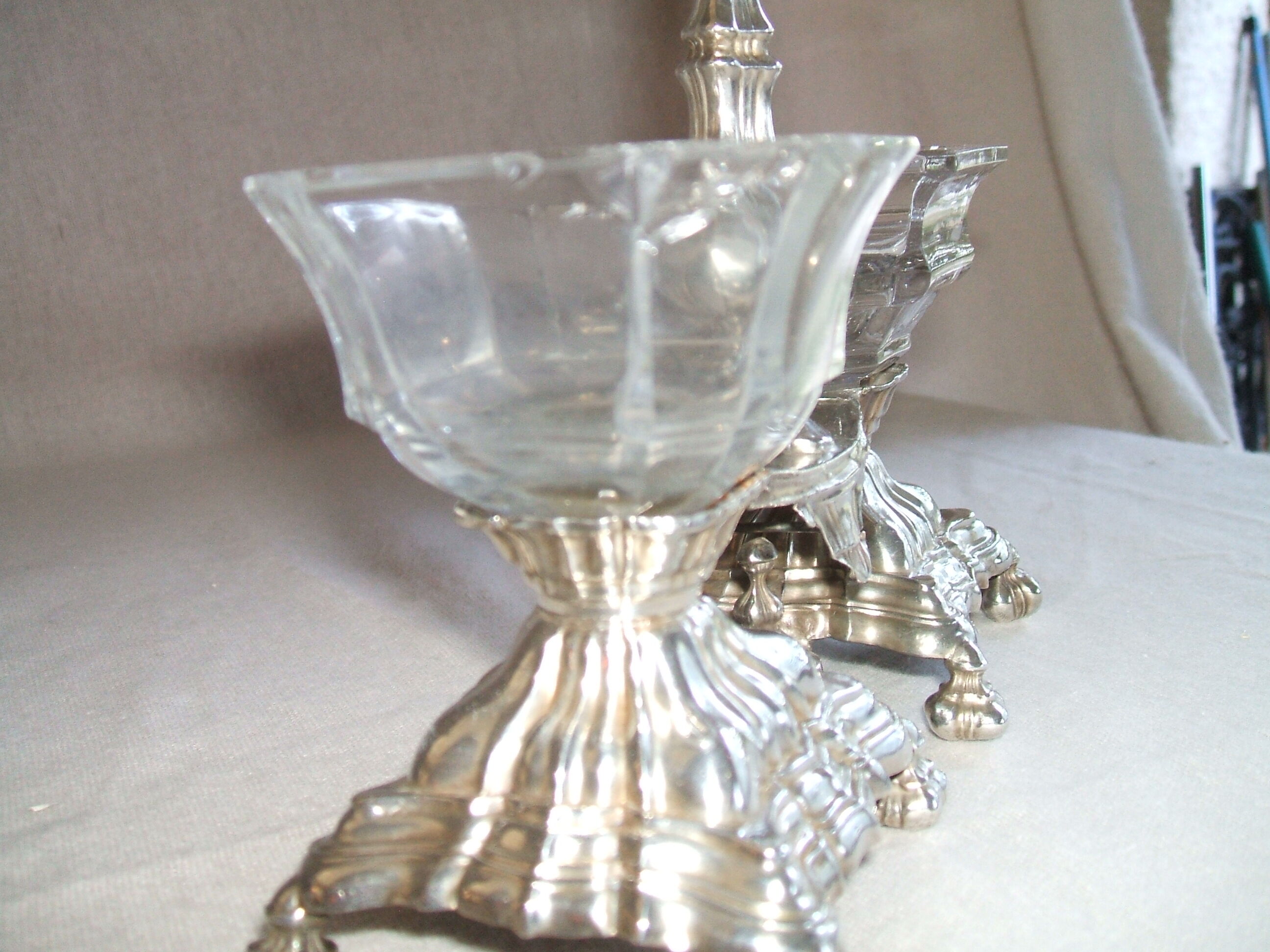Pair of minerva massive silver salt shakers