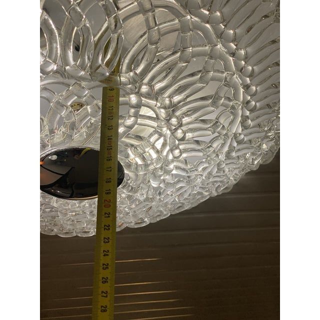 Contemporary transparent filigree flush mount in murano glass