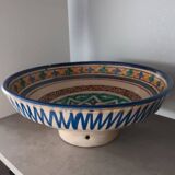 Polychrome ceramic Mokhfia cut dish Tortoise Tronja Morocco 20th century.