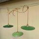 Lot of 3 vintage enamelled sheet metal lampshade pendants, industrial retro farmhouse