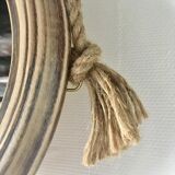 Oval wooden mirror and natrurel rope