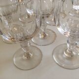 set of 8 19th crystal glasses ringing faceted