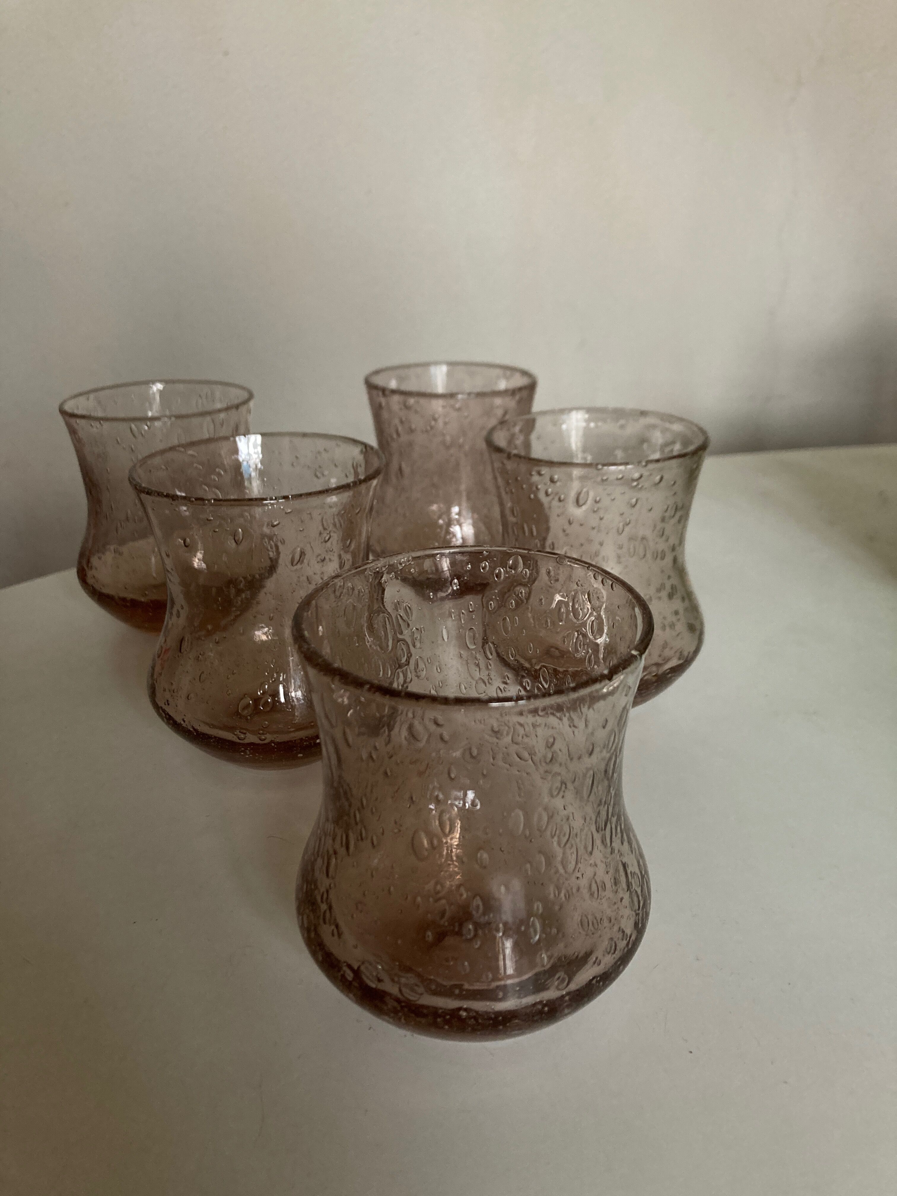 Set of 5 glasses of Biot cups in blown glass 1960