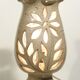 Vintage openwork ceramic floral night lamp, France 1960s