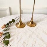 Pair of Scandinavian candlesticks in gilded brass H 23 cm