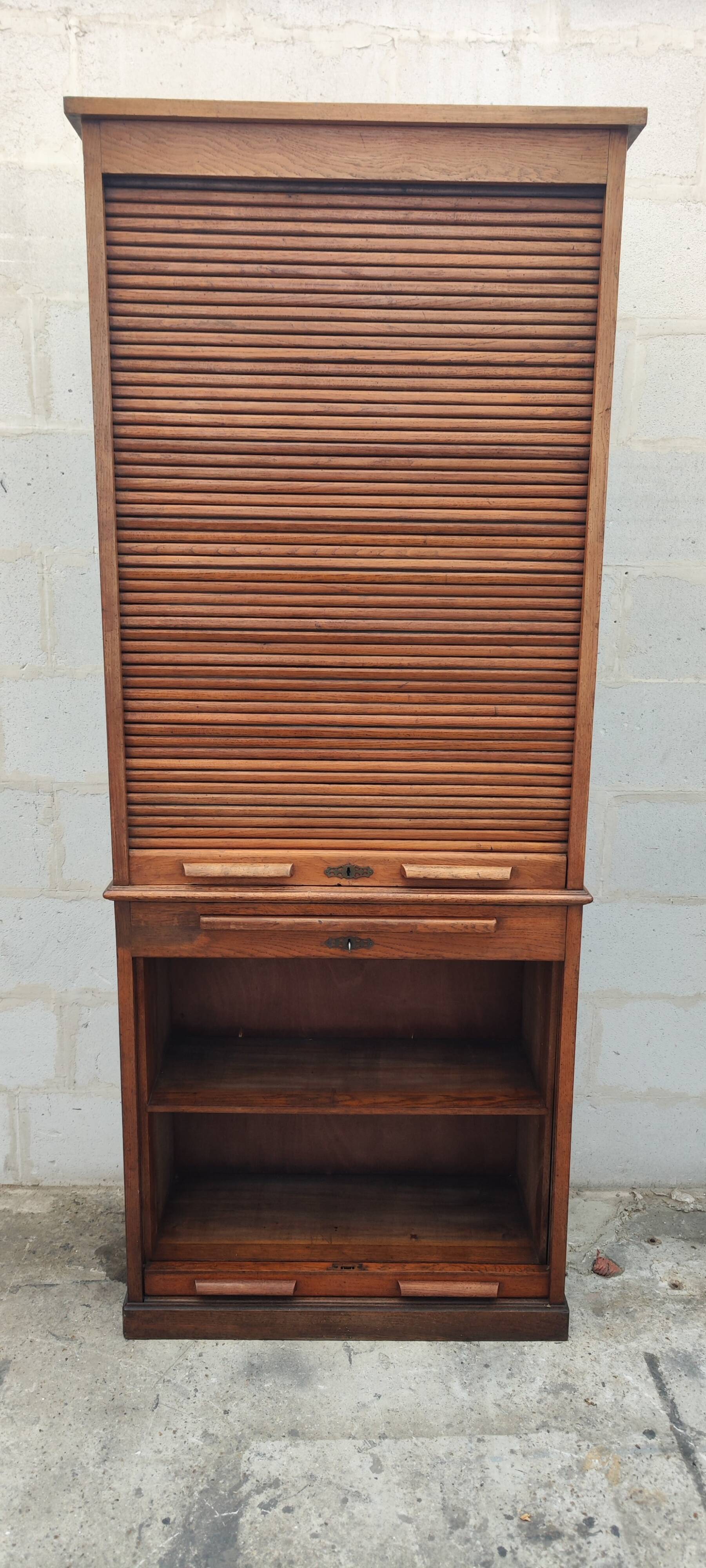 Old oak curtain filing cabinet