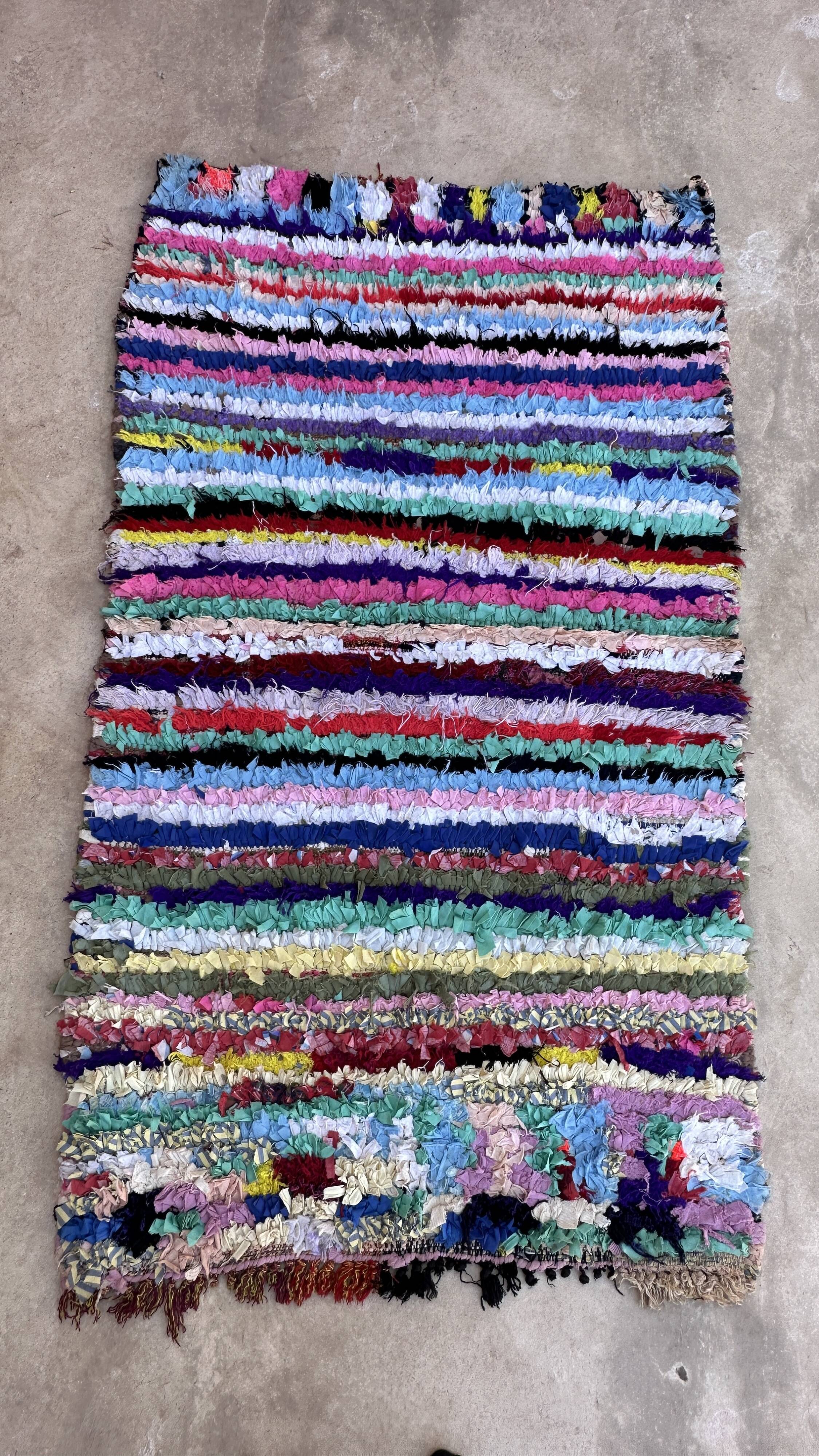 Colorful Boucherouite Moroccan rug - 100 x 183 cm