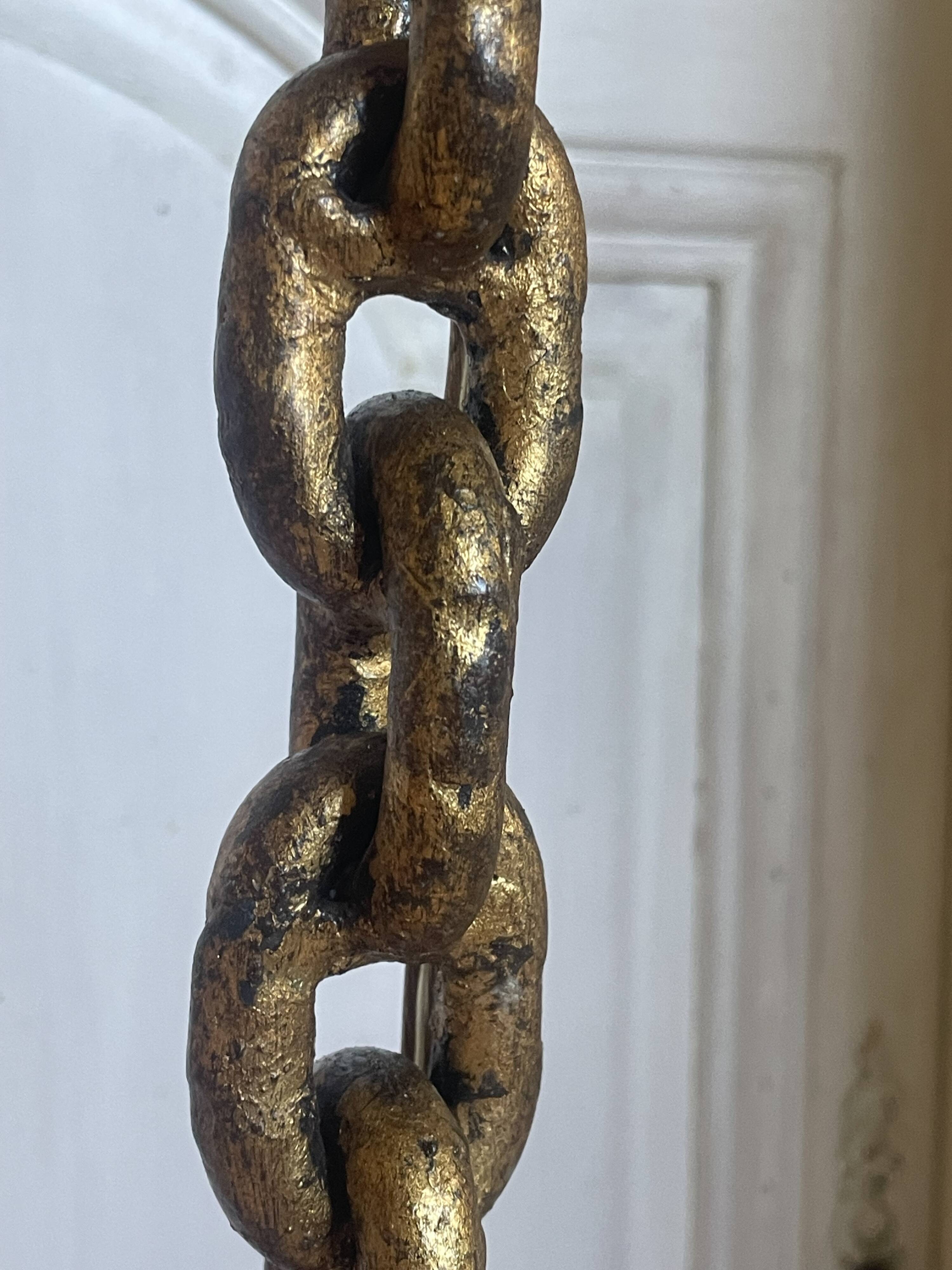 Brutalist floor lamp with chain links