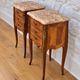 Pair of bedside tables in Louis XV style with 3 drawers, marquetry in rosewood.