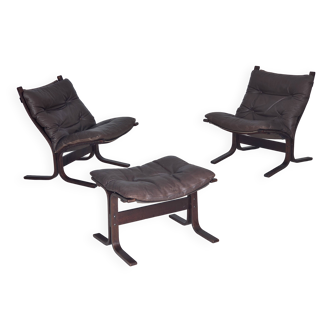 1970s, Norwegian design by Ingmar Relling, model "Siesta", set of 2 chairs.