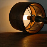 Turned wooden lamp, green and gold