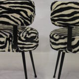 Pair of chairs pelfran zebra fur fabric