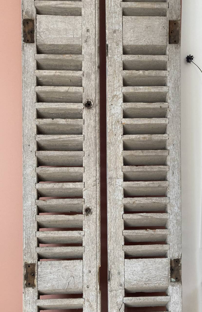 Set of 2 large old louvered shutters