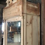 Pine wardrobe with mirror 1900s