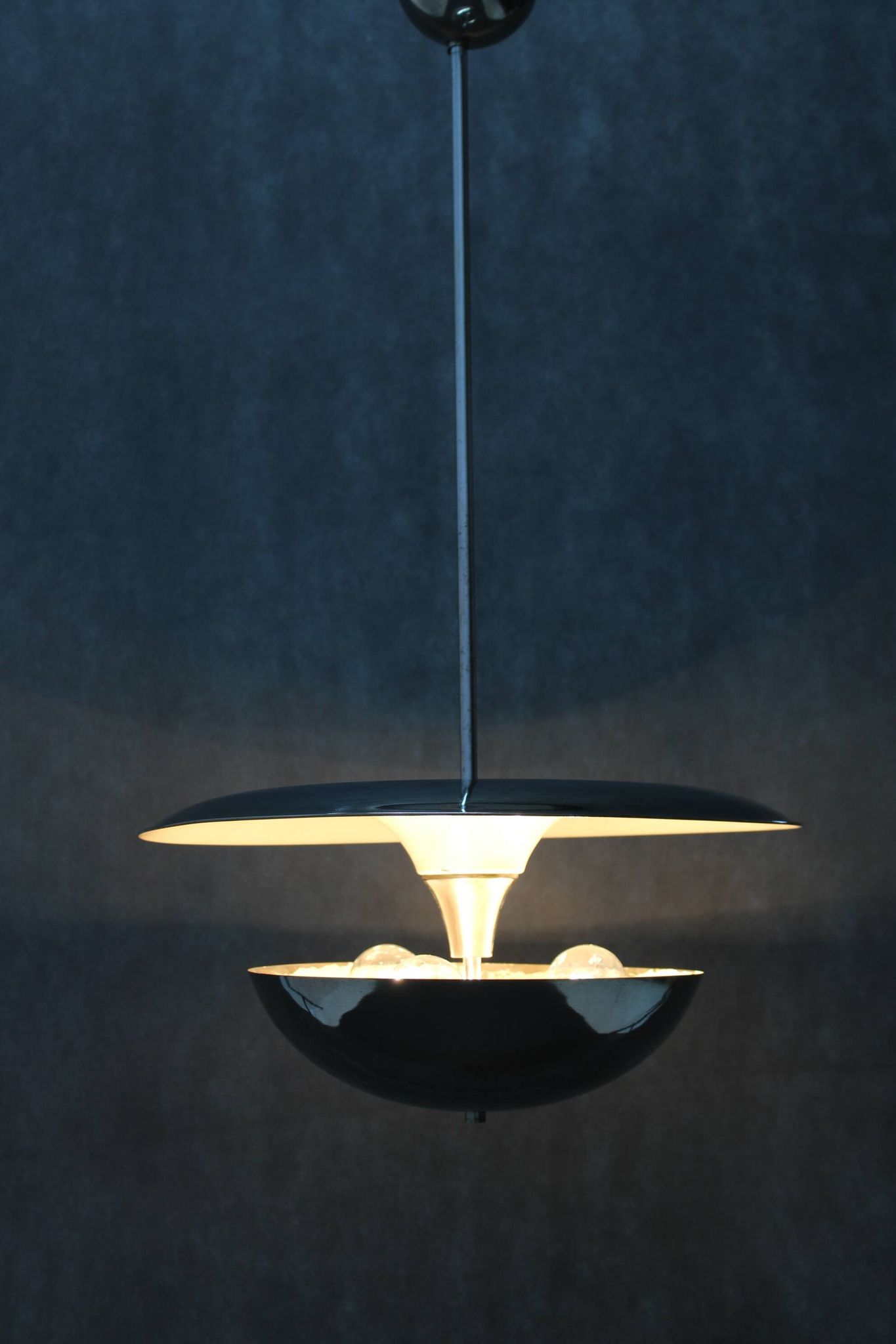 1930s Bauhaus Chrome Plated Chandelier by Anyz, Czechoslovakia