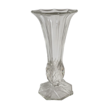 Art-Deco high foot vase in molded crystal early twentieth century