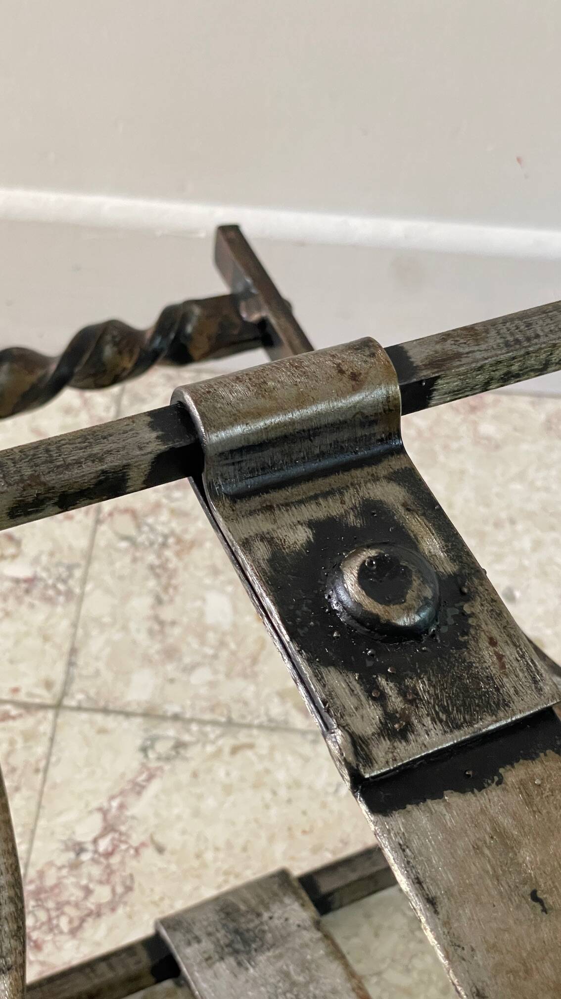 Brutalist vintage steel magazine rack