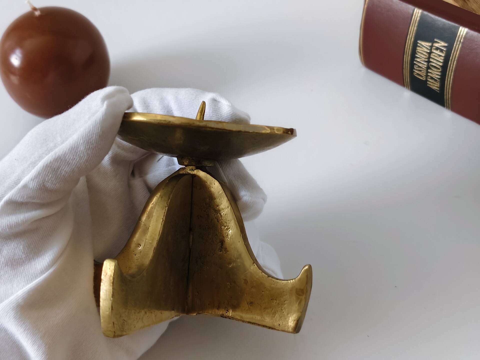 Brutalist vintage brass candlestick