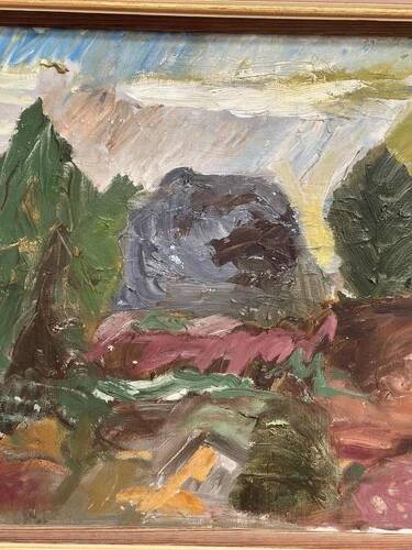 Mid-Century Oil on Canvas "Landscape" by Gunnar G, Vintage & Framed 49x41cm