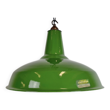 Industrial Green Enamel Pendant Lamp from Jackson Electrical Co., 1960s
