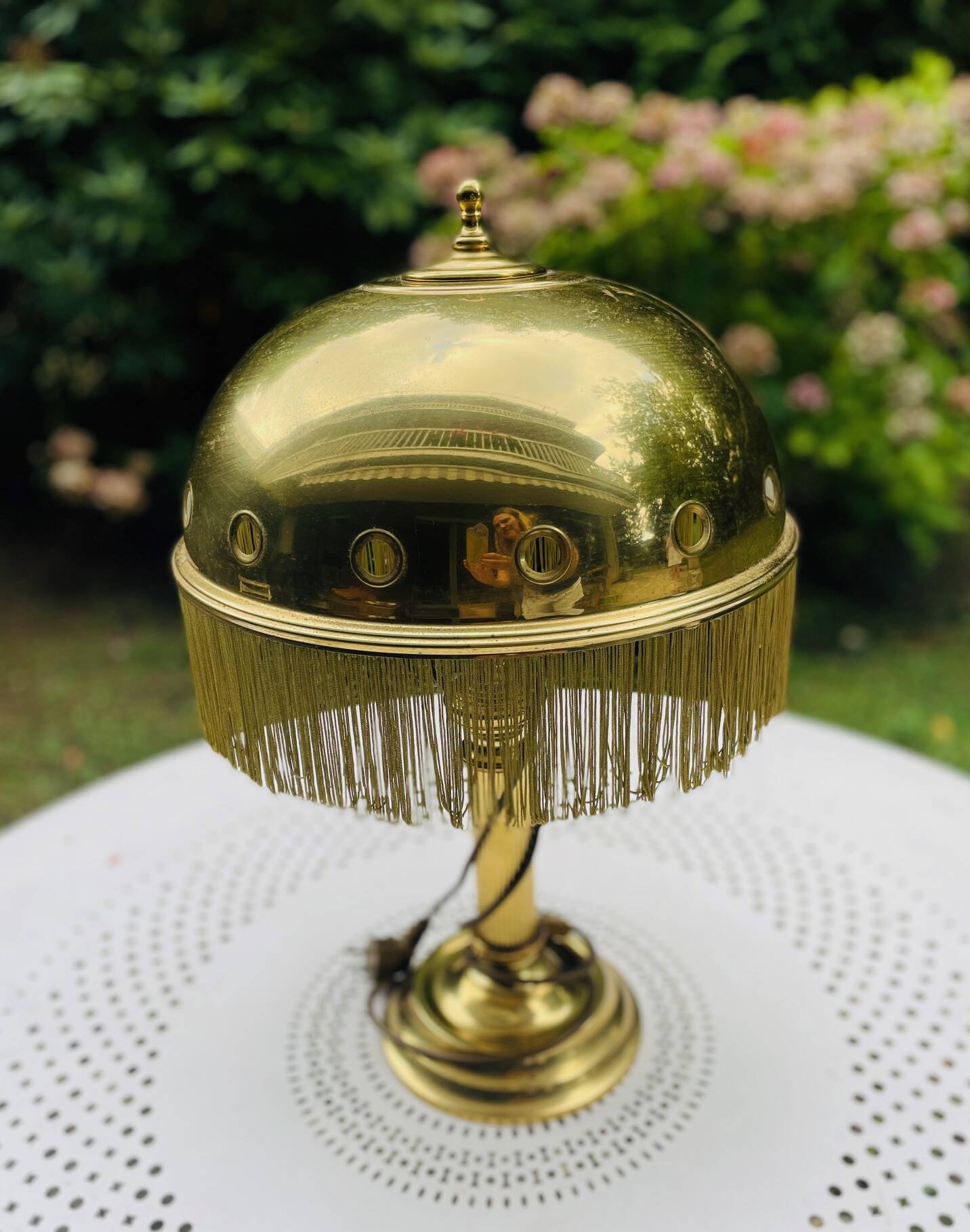 Vintage half moon brass lamp