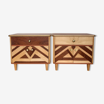 Pair of vintage wooden bedside tables