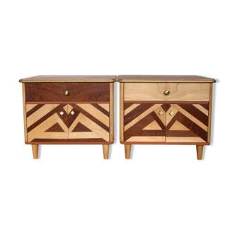 Pair of vintage wooden bedside tables