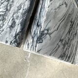 Pompadour fireplace in Louis XV style from around 1880 in blue floral marble.