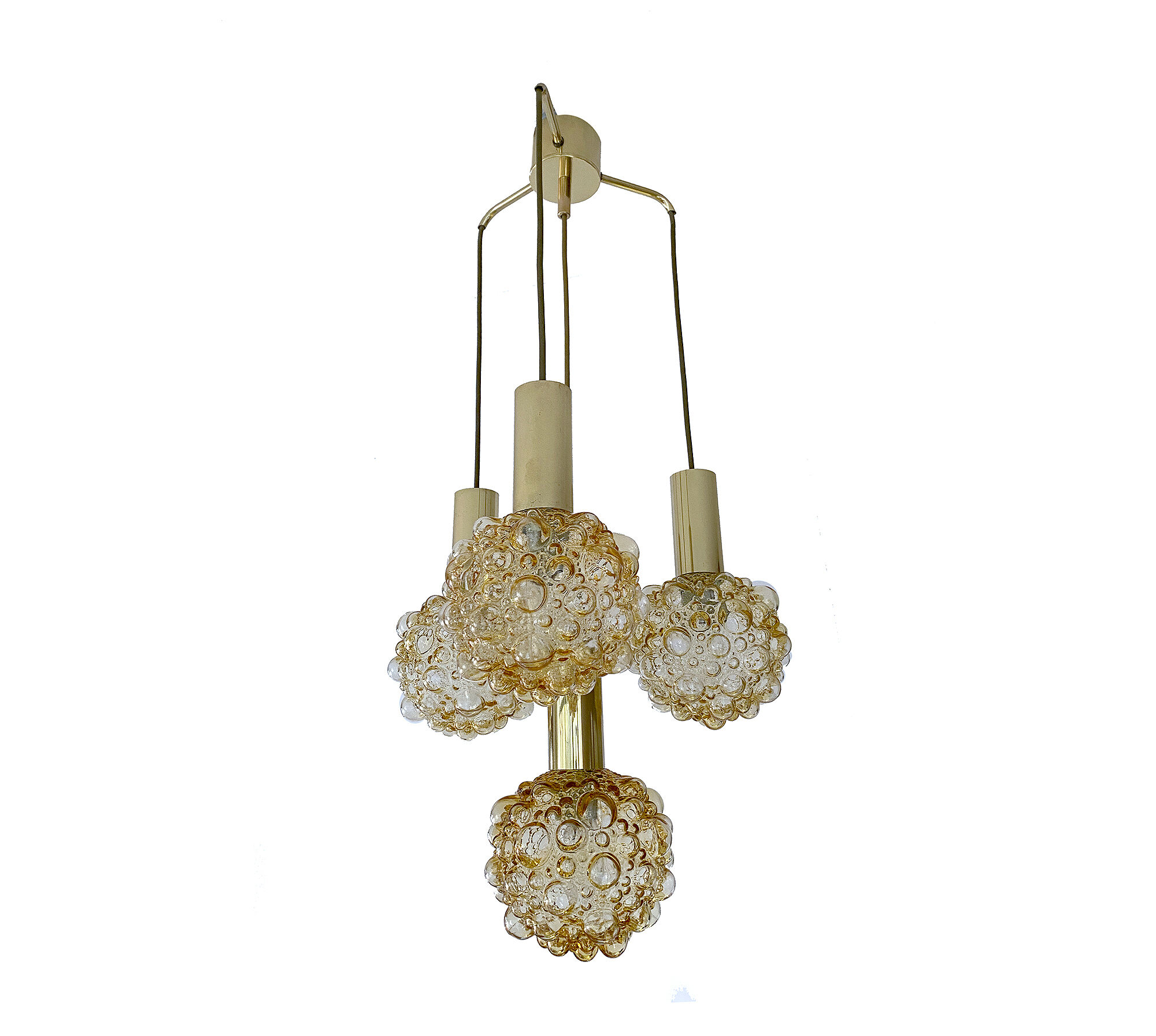 Vintage suspension lamp Limburg, Bubble Glass & Brass, 70s