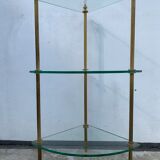 Neoclassical corner or corner seat, 3 levels in white tempered glass