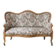 Classic wooden and floral fabric sofa bench