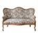 Classic wooden and floral fabric sofa bench