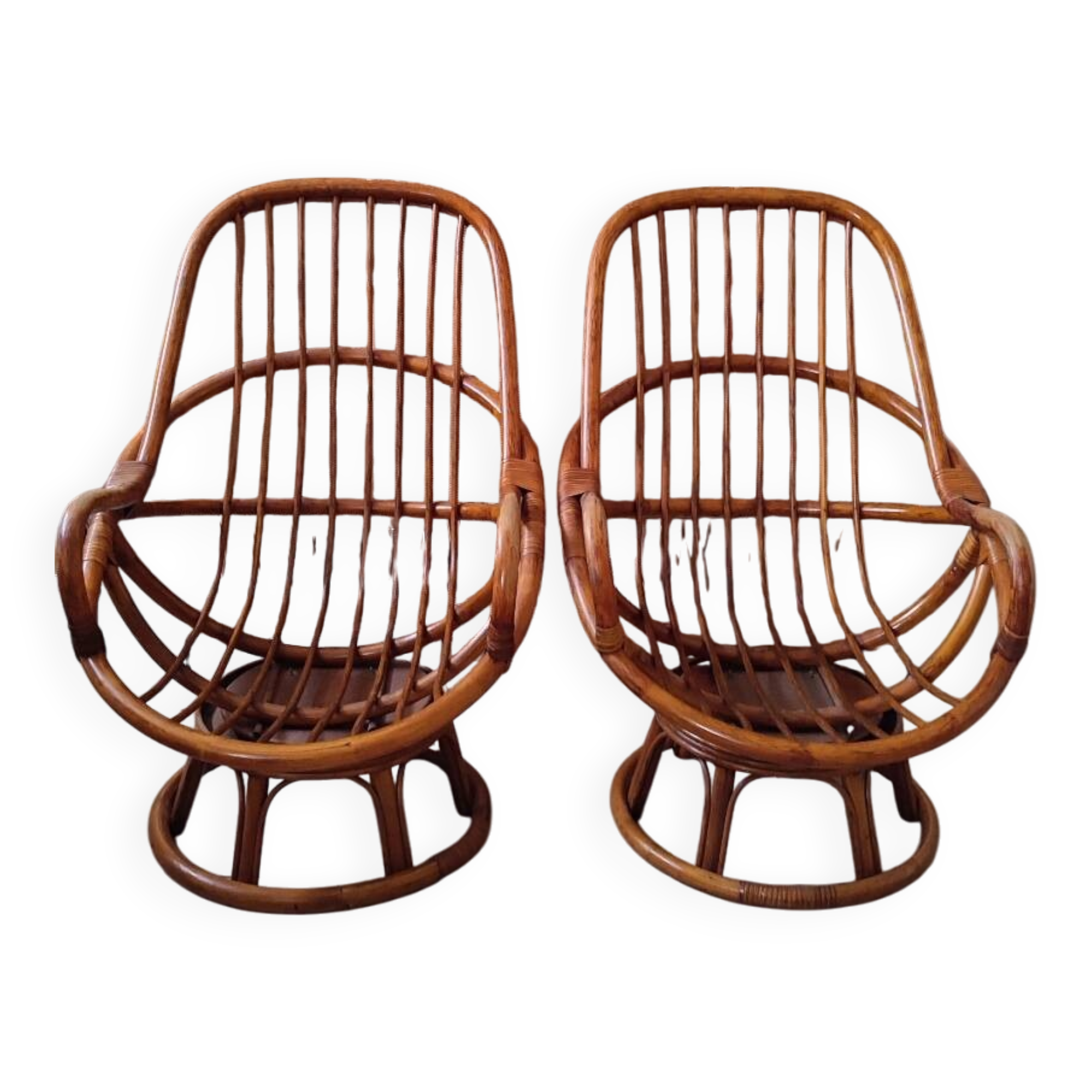 Lot 2 fauteuils rotin