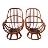 Set of 2 rattan armchairs