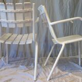 Pair of white garden armchairs